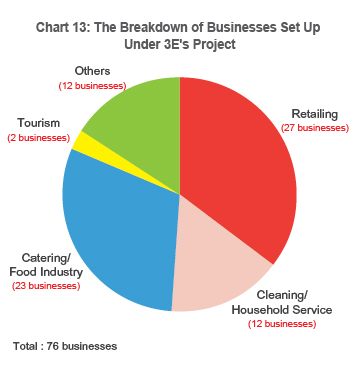 Chart 13: The Breakdown of Businesses Set Up Under 3E's Project